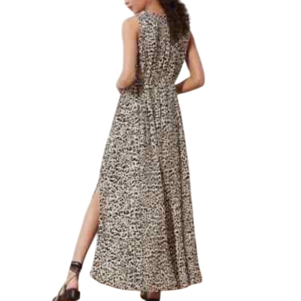 BANANA REPUBLIC Pleated Maxi Dress Small Leopard Print Women's Size Small